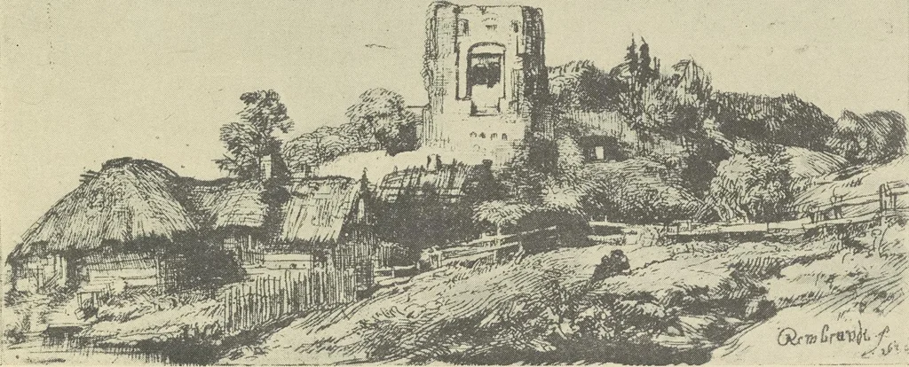 An illustration from From Holbein to Whistler, notes on drawing and engraving, / by Alfred Mansfield Brooks., 1920, leaf 156