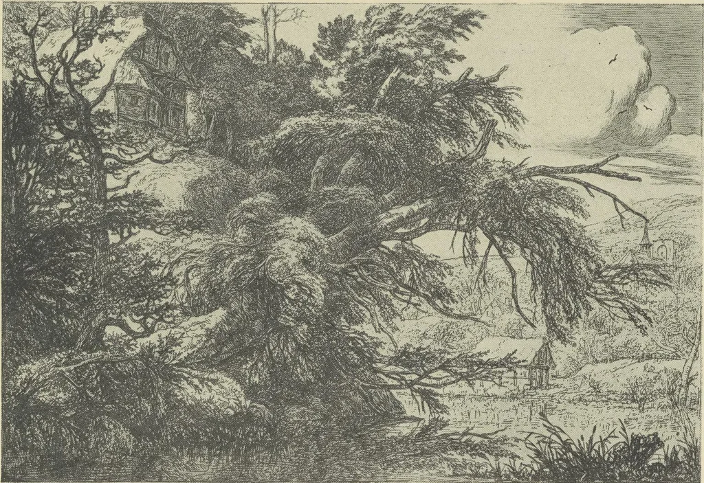 An illustration from From Holbein to Whistler, notes on drawing and engraving, / by Alfred Mansfield Brooks., 1920, leaf 166
