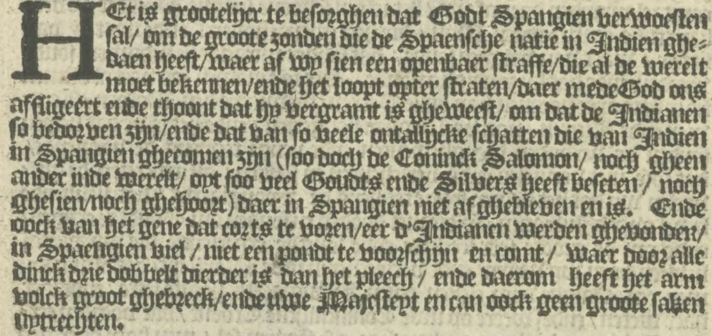 An illustration from Den spiegel der Spaensche tierannije, geschiet in Westindien : waerin te sien is de onmenschelijke wreede feÿten der Spanjaerden met samen de beschrijvinge der selver lant en volcken aert en nature allen vaderlant lieuende en vrome voorsta[n]ders ten exempel voor gestelt, 1620, leaf 101