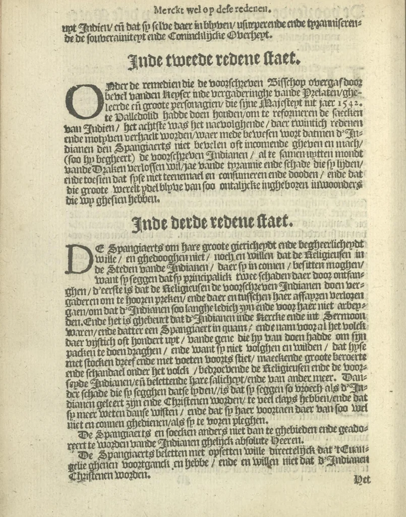 An illustration from Den spiegel der Spaensche tierannije, geschiet in Westindien : waerin te sien is de onmenschelijke wreede feÿten der Spanjaerden met samen de beschrijvinge der selver lant en volcken aert en nature allen vaderlant lieuende en vrome voorsta[n]ders ten exempel voor gestelt, 1620, leaf 95