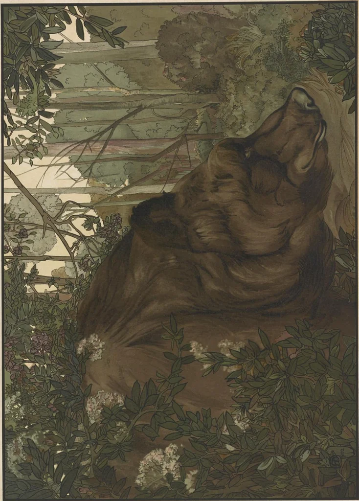 An illustration from Sixteen illustrations of subjects from Kipling's "Jungle book", 1903, leaf 14