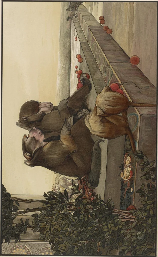 An illustration from Sixteen illustrations of subjects from Kipling's "Jungle book", 1903, leaf 16