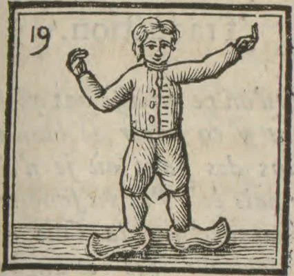 An illustration from Supplément a La magie blanche dévoilée : contenant l'explication de plusieurs tours nouveaux joués depuis peu à Londres, avec des éclaircissemens sur les artifices des joueurs de profession : les cadrans sympathiques, le mouvement perpétuel, les chevaux savans, les poupées parlantes, les automates dansants, les ventriloques, les sabots élastiques, &c., &c, 1785, leaf 147