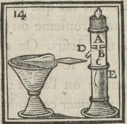 An illustration from Supplément a La magie blanche dévoilée : contenant l'explication de plusieurs tours nouveaux joués depuis peu à Londres, avec des éclaircissemens sur les artifices des joueurs de profession : les cadrans sympathiques, le mouvement perpétuel, les chevaux savans, les poupées parlantes, les automates dansants, les ventriloques, les sabots élastiques, &c., &c, 1785, leaf 98