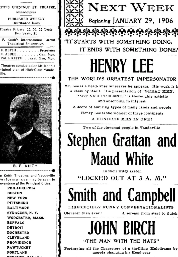 An illustration from B.F. Keith's Theatre News. January 22, 1906., 1906, leaf 4
