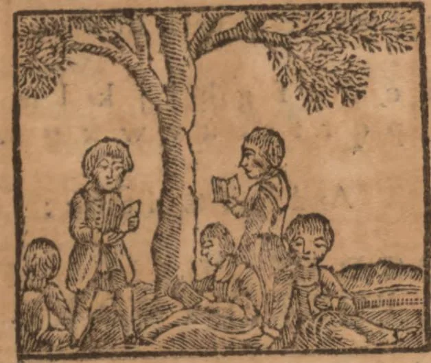 An illustration from The history of little Goody Twoshoes, otherwise called Mrs. Margery Twoshoes : with the means by which she acquired her learning and wisdom and in consequence thereof her estate ... see the original manuscript in the Vatican at Rome, and the cuts by Michael Angelo, illustrated with the comments of our great modern criticks, 1787, leaf 33