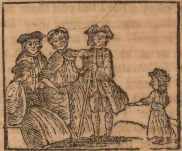 An illustration from The history of little Goody Twoshoes, otherwise called Mrs. Margery Twoshoes : with the means by which she acquired her learning and wisdom and in consequence thereof her estate ... see the original manuscript in the Vatican at Rome, and the cuts by Michael Angelo, illustrated with the comments of our great modern criticks, 1787, leaf 58