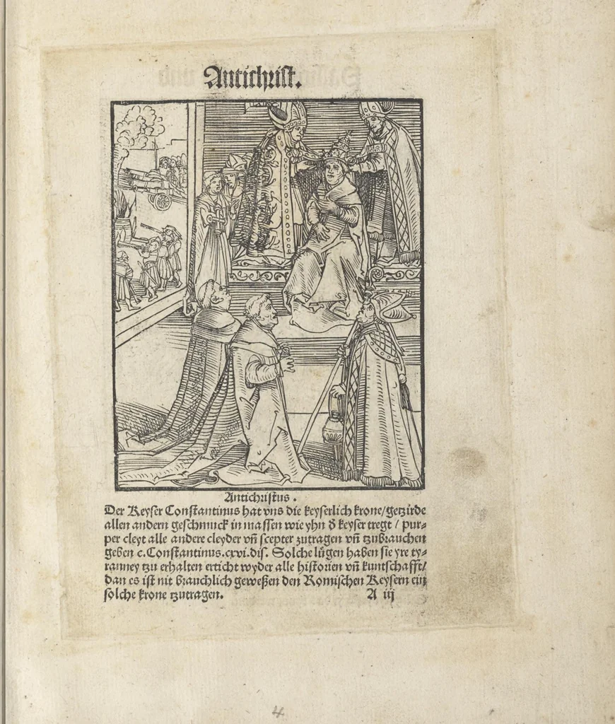 An illustration from Passional Christi und Antichristi, 1521, leaf 10