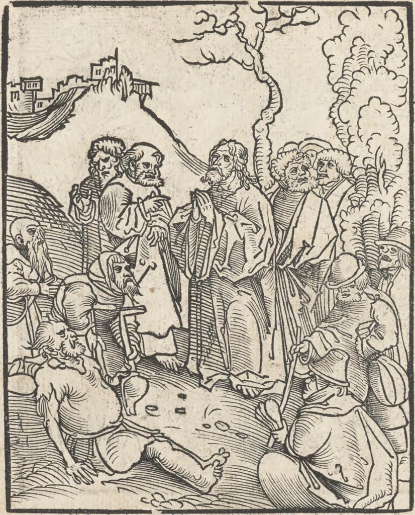 An illustration from Passional Christi und Antichristi, 1521, leaf 15