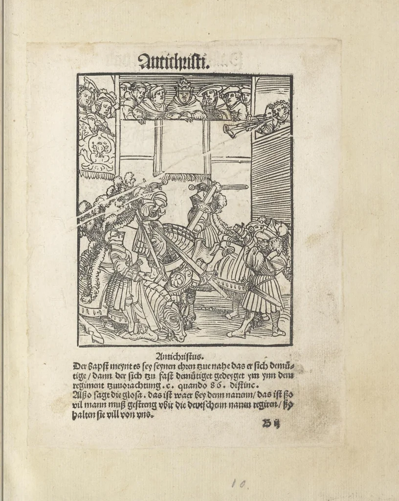 An illustration from Passional Christi und Antichristi, 1521, leaf 16