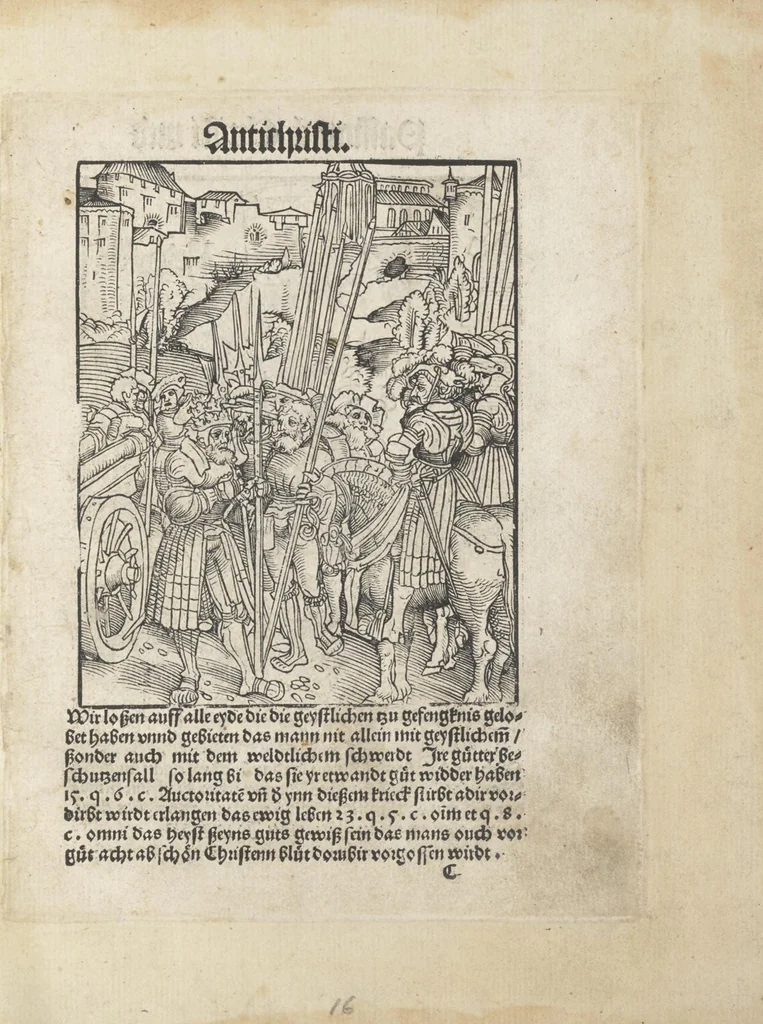 An illustration from Passional Christi und Antichristi, 1521, leaf 20