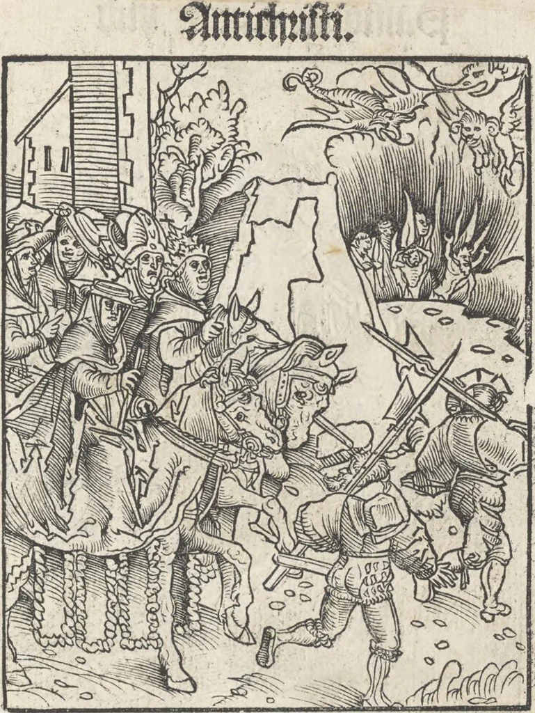 An illustration from Passional Christi und Antichristi, 1521, leaf 22