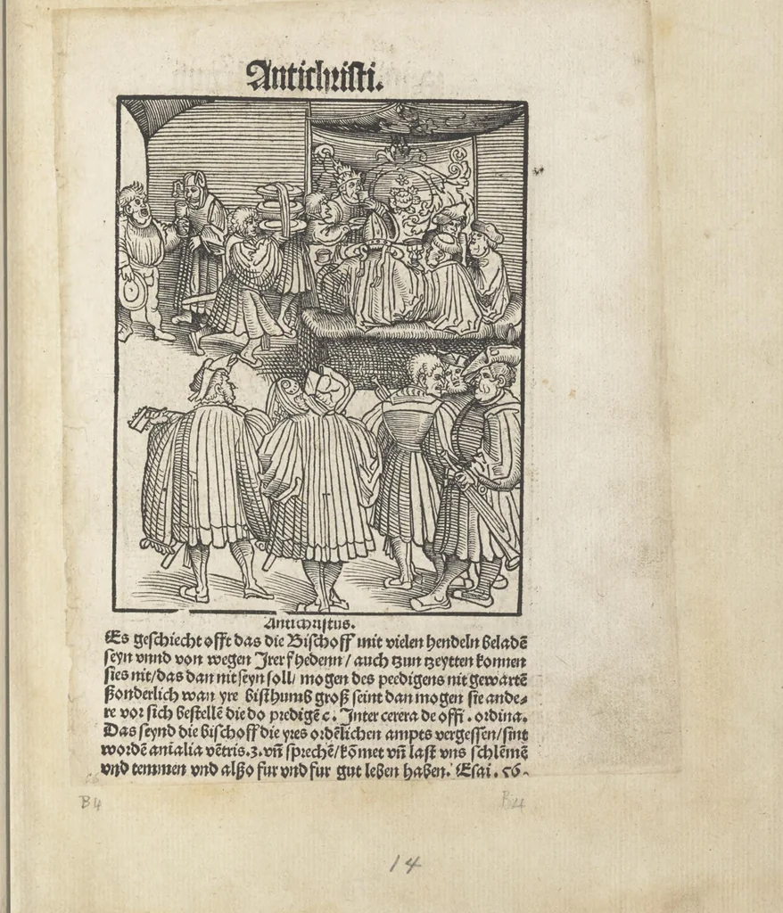 An illustration from Passional Christi und Antichristi, 1521, leaf 26