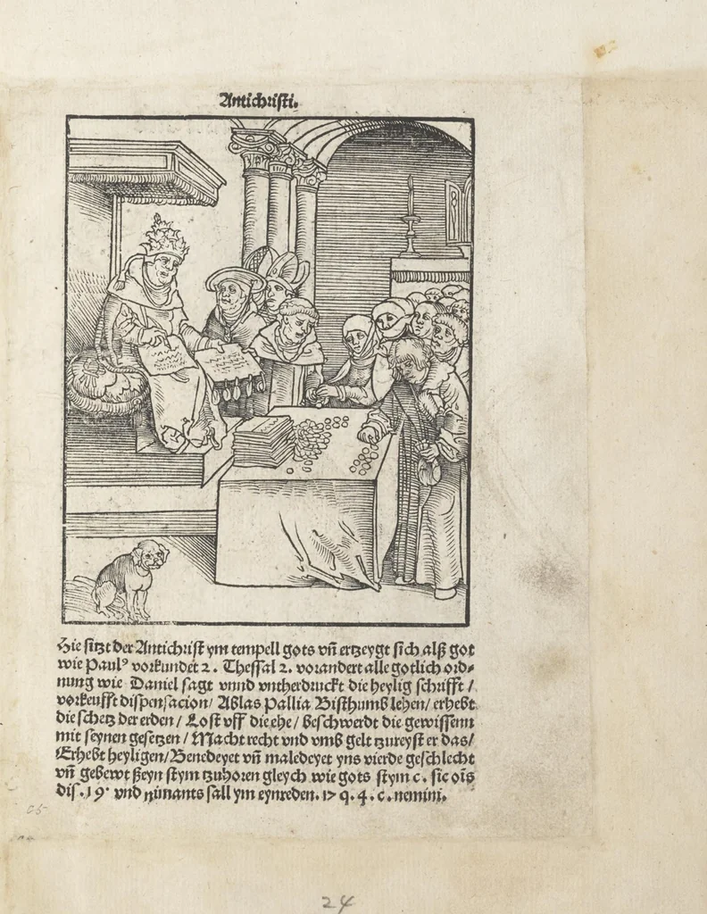 An illustration from Passional Christi und Antichristi, 1521, leaf 30