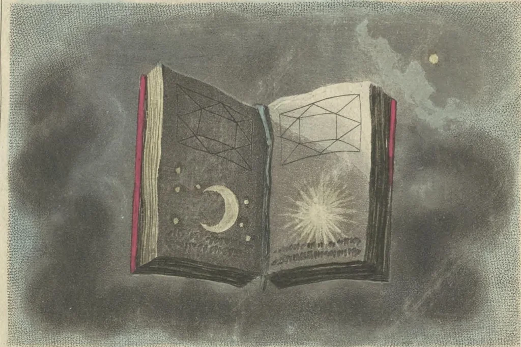 An illustration from A manual of astrology, or The book of the stars: which contains every requisite illustration of the celestial science; or the art of foretelling future events, by the influences of the heavenly bodies ... Illustrated and exemplified by ... diagrams and three elegant engravings, 1837, leaf 10