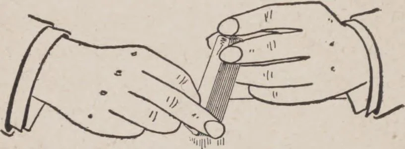 An illustration from Artifice, ruse, and subterfuge at the card table : a treatise on the science and art of manipulating cards, 1905, leaf 95