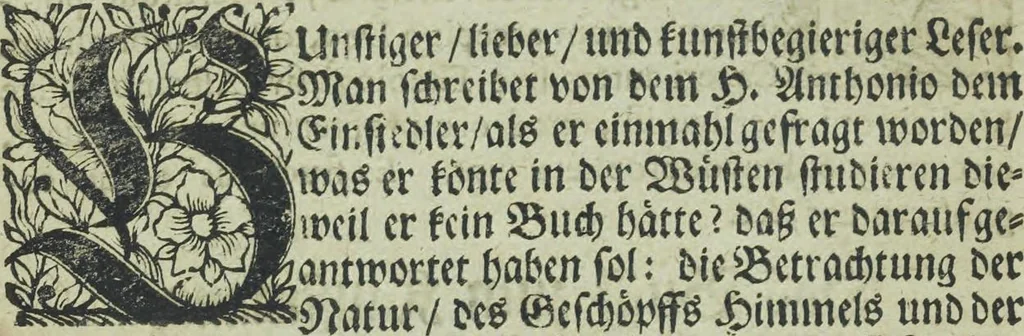 An illustration from Wolffgangi Hildebrands neu-vermehrt, vortrefflich, ausserlesen curieuses Kunst und Wunderbuch : darinnen begriffen wunderbahre Geheimnüsse und Kunststücke, wie man nemlich mit dem gantzen menschlichen Cörper zahmen und wilden Thieren, Vogeln, Fischen, Ungezieffern, allerley Gewächsen und Pflantzungen : auch sonsten fast unerhörte wunderbahrliche Sachen verrichten : auch etliche Wunder-Schrifften künstlich zu bereiten : zu löblicher und lustiger Ubung gebrauchen und die Zeit nützlich zu vertreiben, beneben Erzehlung vieler wunderlichen Dingen, so hin und wieder in der Welt gefunden werden : mit angehengter Beschreibung des Paradiess Luft-Garten und Planetenbuche, dabey eine vollkommene Beschreibung der Physiognomiae, Chiromantiae und Distillir-Kunst, 1704, leaf 12
