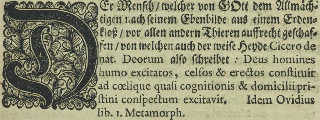 An illustration from Wolffgangi Hildebrands neu-vermehrt, vortrefflich, ausserlesen curieuses Kunst und Wunderbuch : darinnen begriffen wunderbahre Geheimnüsse und Kunststücke, wie man nemlich mit dem gantzen menschlichen Cörper zahmen und wilden Thieren, Vogeln, Fischen, Ungezieffern, allerley Gewächsen und Pflantzungen : auch sonsten fast unerhörte wunderbahrliche Sachen verrichten : auch etliche Wunder-Schrifften künstlich zu bereiten : zu löblicher und lustiger Ubung gebrauchen und die Zeit nützlich zu vertreiben, beneben Erzehlung vieler wunderlichen Dingen, so hin und wieder in der Welt gefunden werden : mit angehengter Beschreibung des Paradiess Luft-Garten und Planetenbuche, dabey eine vollkommene Beschreibung der Physiognomiae, Chiromantiae und Distillir-Kunst, 1704, leaf 21