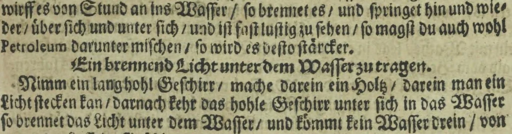 An illustration from Wolffgangi Hildebrands neu-vermehrt, vortrefflich, ausserlesen curieuses Kunst und Wunderbuch : darinnen begriffen wunderbahre Geheimnüsse und Kunststücke, wie man nemlich mit dem gantzen menschlichen Cörper zahmen und wilden Thieren, Vogeln, Fischen, Ungezieffern, allerley Gewächsen und Pflantzungen : auch sonsten fast unerhörte wunderbahrliche Sachen verrichten : auch etliche Wunder-Schrifften künstlich zu bereiten : zu löblicher und lustiger Ubung gebrauchen und die Zeit nützlich zu vertreiben, beneben Erzehlung vieler wunderlichen Dingen, so hin und wieder in der Welt gefunden werden : mit angehengter Beschreibung des Paradiess Luft-Garten und Planetenbuche, dabey eine vollkommene Beschreibung der Physiognomiae, Chiromantiae und Distillir-Kunst, 1704, leaf 293