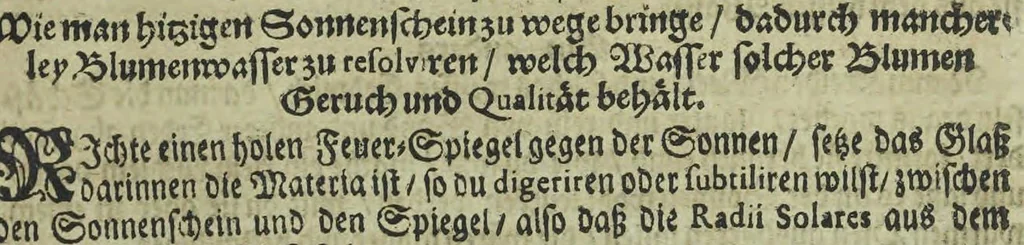An illustration from Wolffgangi Hildebrands neu-vermehrt, vortrefflich, ausserlesen curieuses Kunst und Wunderbuch : darinnen begriffen wunderbahre Geheimnüsse und Kunststücke, wie man nemlich mit dem gantzen menschlichen Cörper zahmen und wilden Thieren, Vogeln, Fischen, Ungezieffern, allerley Gewächsen und Pflantzungen : auch sonsten fast unerhörte wunderbahrliche Sachen verrichten : auch etliche Wunder-Schrifften künstlich zu bereiten : zu löblicher und lustiger Ubung gebrauchen und die Zeit nützlich zu vertreiben, beneben Erzehlung vieler wunderlichen Dingen, so hin und wieder in der Welt gefunden werden : mit angehengter Beschreibung des Paradiess Luft-Garten und Planetenbuche, dabey eine vollkommene Beschreibung der Physiognomiae, Chiromantiae und Distillir-Kunst, 1704, leaf 305