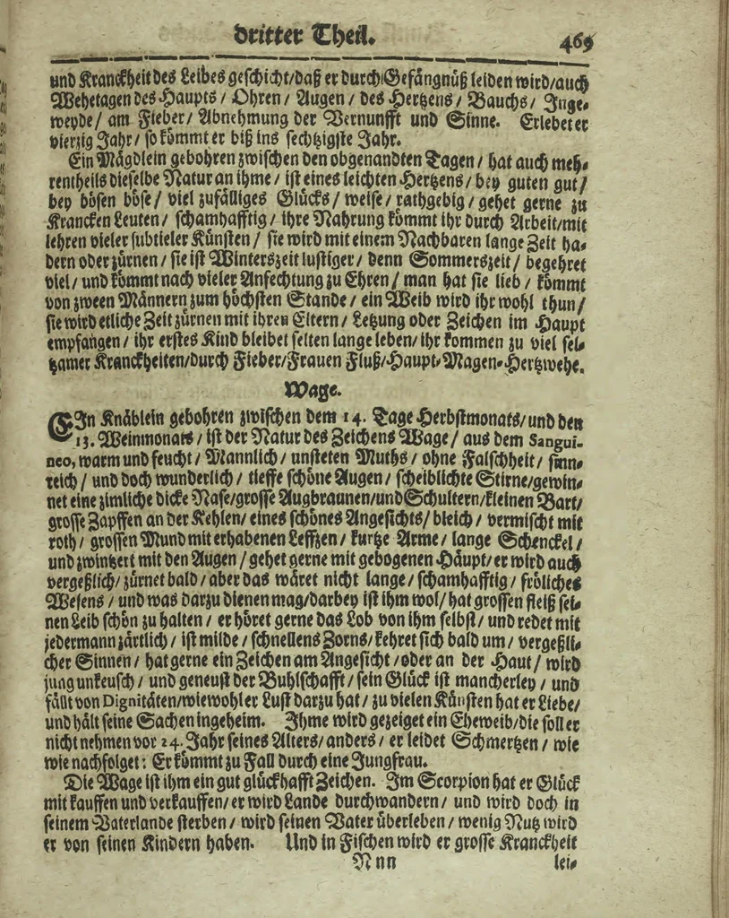 An illustration from Wolffgangi Hildebrands neu-vermehrt, vortrefflich, ausserlesen curieuses Kunst und Wunderbuch : darinnen begriffen wunderbahre Geheimnüsse und Kunststücke, wie man nemlich mit dem gantzen menschlichen Cörper zahmen und wilden Thieren, Vogeln, Fischen, Ungezieffern, allerley Gewächsen und Pflantzungen : auch sonsten fast unerhörte wunderbahrliche Sachen verrichten : auch etliche Wunder-Schrifften künstlich zu bereiten : zu löblicher und lustiger Ubung gebrauchen und die Zeit nützlich zu vertreiben, beneben Erzehlung vieler wunderlichen Dingen, so hin und wieder in der Welt gefunden werden : mit angehengter Beschreibung des Paradiess Luft-Garten und Planetenbuche, dabey eine vollkommene Beschreibung der Physiognomiae, Chiromantiae und Distillir-Kunst, 1704, leaf 477