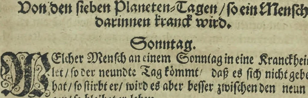 An illustration from Wolffgangi Hildebrands neu-vermehrt, vortrefflich, ausserlesen curieuses Kunst und Wunderbuch : darinnen begriffen wunderbahre Geheimnüsse und Kunststücke, wie man nemlich mit dem gantzen menschlichen Cörper zahmen und wilden Thieren, Vogeln, Fischen, Ungezieffern, allerley Gewächsen und Pflantzungen : auch sonsten fast unerhörte wunderbahrliche Sachen verrichten : auch etliche Wunder-Schrifften künstlich zu bereiten : zu löblicher und lustiger Ubung gebrauchen und die Zeit nützlich zu vertreiben, beneben Erzehlung vieler wunderlichen Dingen, so hin und wieder in der Welt gefunden werden : mit angehengter Beschreibung des Paradiess Luft-Garten und Planetenbuche, dabey eine vollkommene Beschreibung der Physiognomiae, Chiromantiae und Distillir-Kunst, 1704, leaf 71