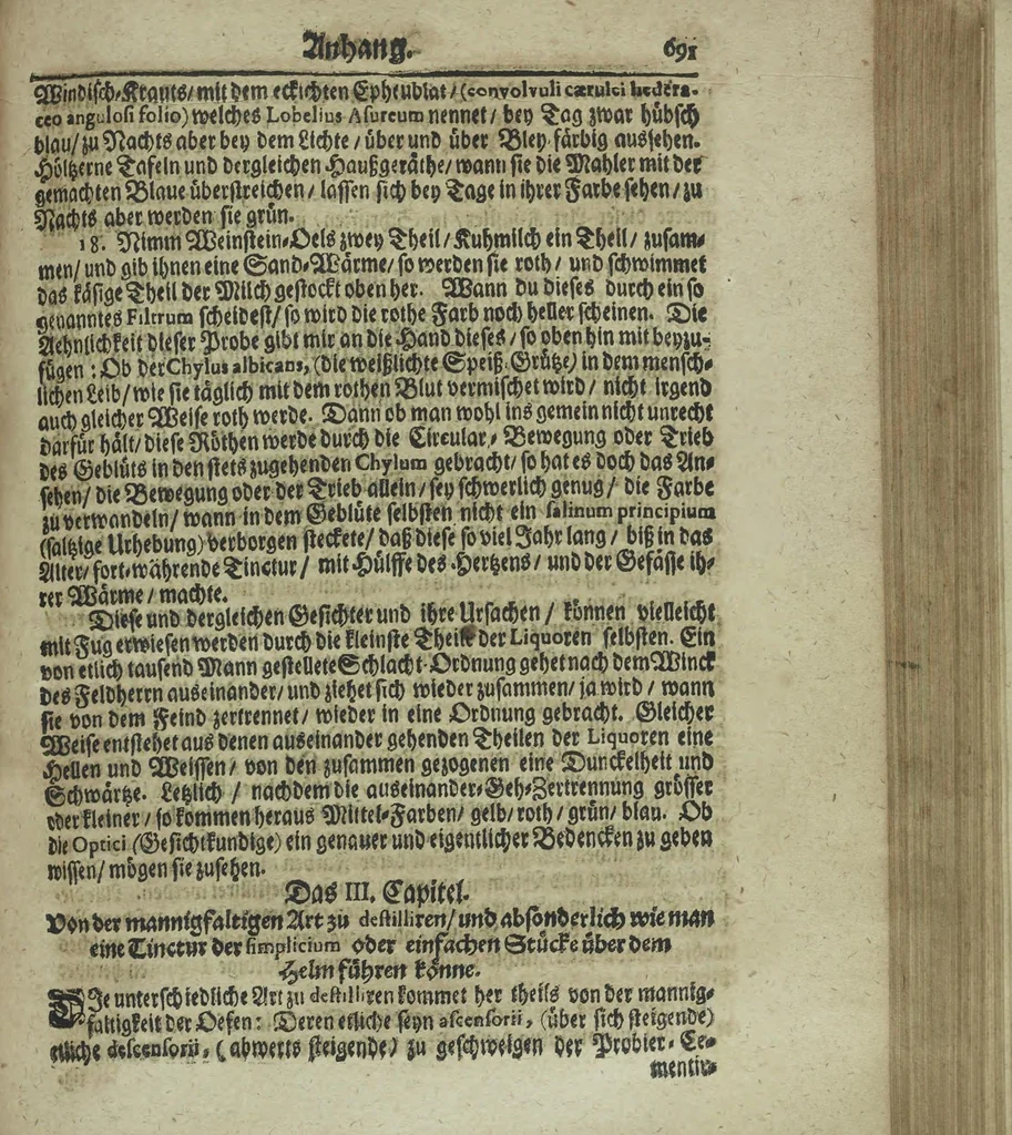 An illustration from Wolffgangi Hildebrands neu-vermehrt, vortrefflich, ausserlesen curieuses Kunst und Wunderbuch : darinnen begriffen wunderbahre Geheimnüsse und Kunststücke, wie man nemlich mit dem gantzen menschlichen Cörper zahmen und wilden Thieren, Vogeln, Fischen, Ungezieffern, allerley Gewächsen und Pflantzungen : auch sonsten fast unerhörte wunderbahrliche Sachen verrichten : auch etliche Wunder-Schrifften künstlich zu bereiten : zu löblicher und lustiger Ubung gebrauchen und die Zeit nützlich zu vertreiben, beneben Erzehlung vieler wunderlichen Dingen, so hin und wieder in der Welt gefunden werden : mit angehengter Beschreibung des Paradiess Luft-Garten und Planetenbuche, dabey eine vollkommene Beschreibung der Physiognomiae, Chiromantiae und Distillir-Kunst, 1704, leaf 715