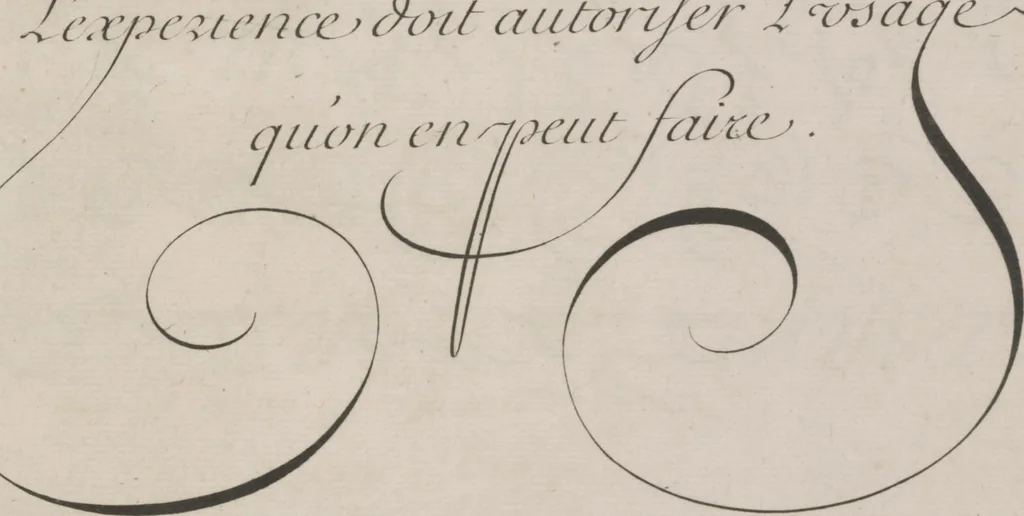 An illustration from L'art d'écrire par Alais, 1680, leaf 43