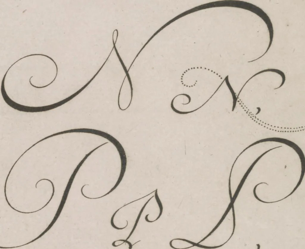 An illustration from L'art d'écrire par Alais, 1680, leaf 67