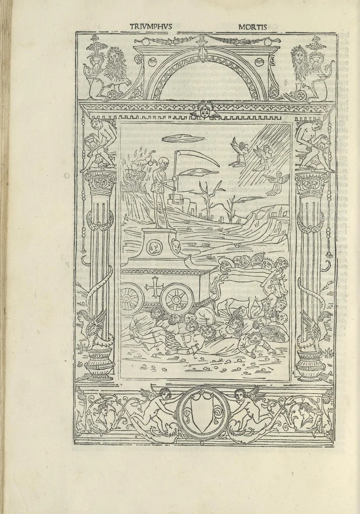 An illustration from Commento deli Triumphi del Petrarcha, 1497, leaf 112