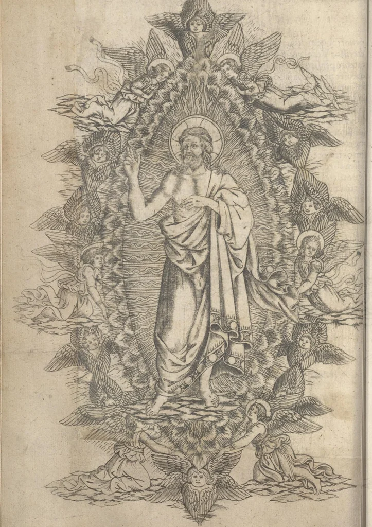 An illustration from Monte santo di Dio, 1477, leaf 215