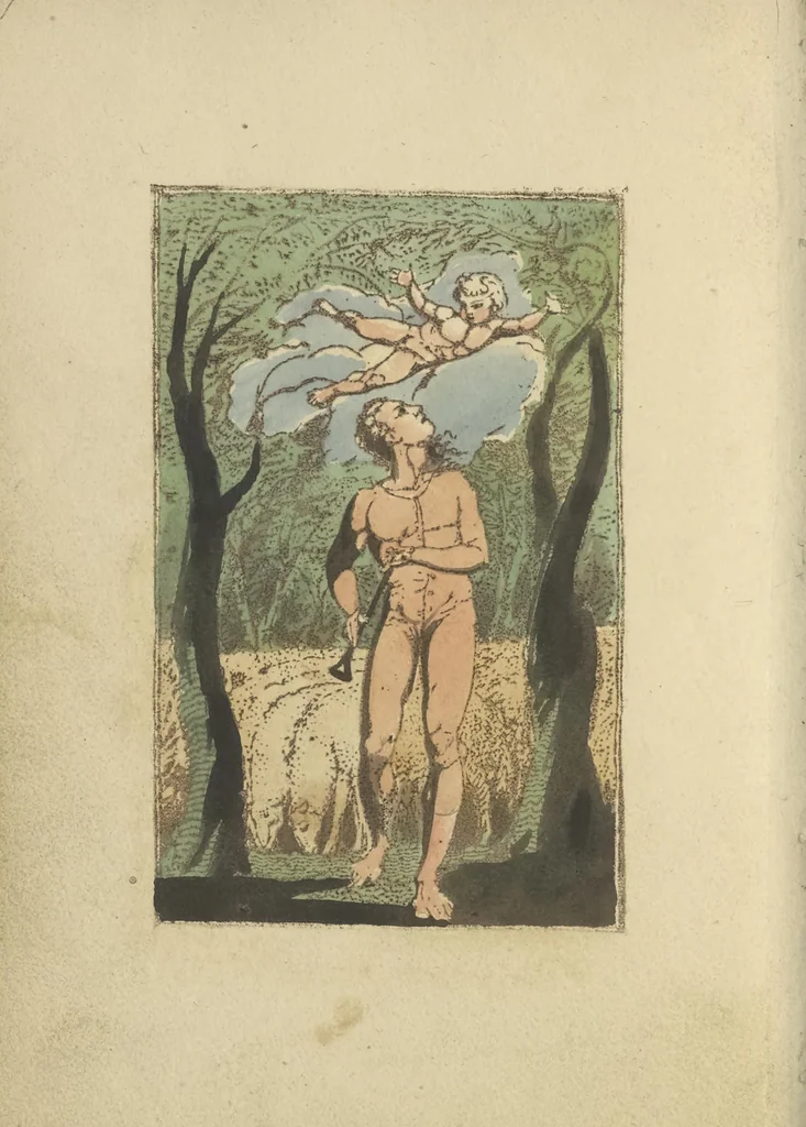 An illustration from Songs of innocence, 1789, leaf 13