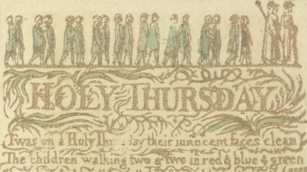 An illustration from Songs of innocence, 1789, leaf 22