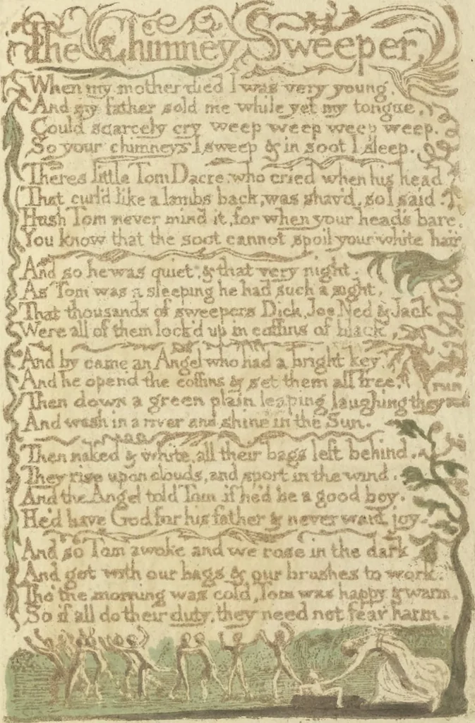An illustration from Songs of innocence, 1789, leaf 30