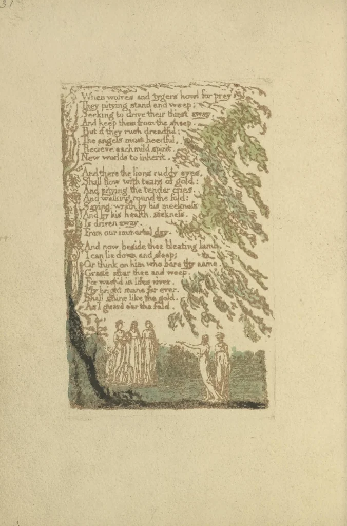 An illustration from Songs of innocence, 1789, leaf 45