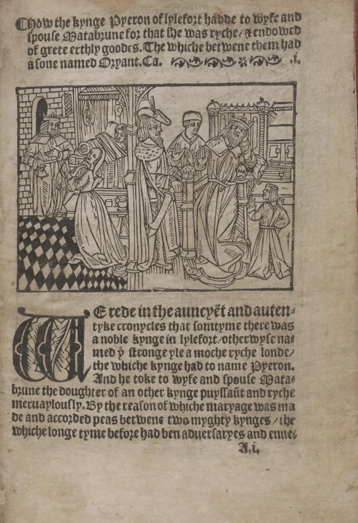 An illustration from The Knyght of the Swanne, 1512, leaf 11
