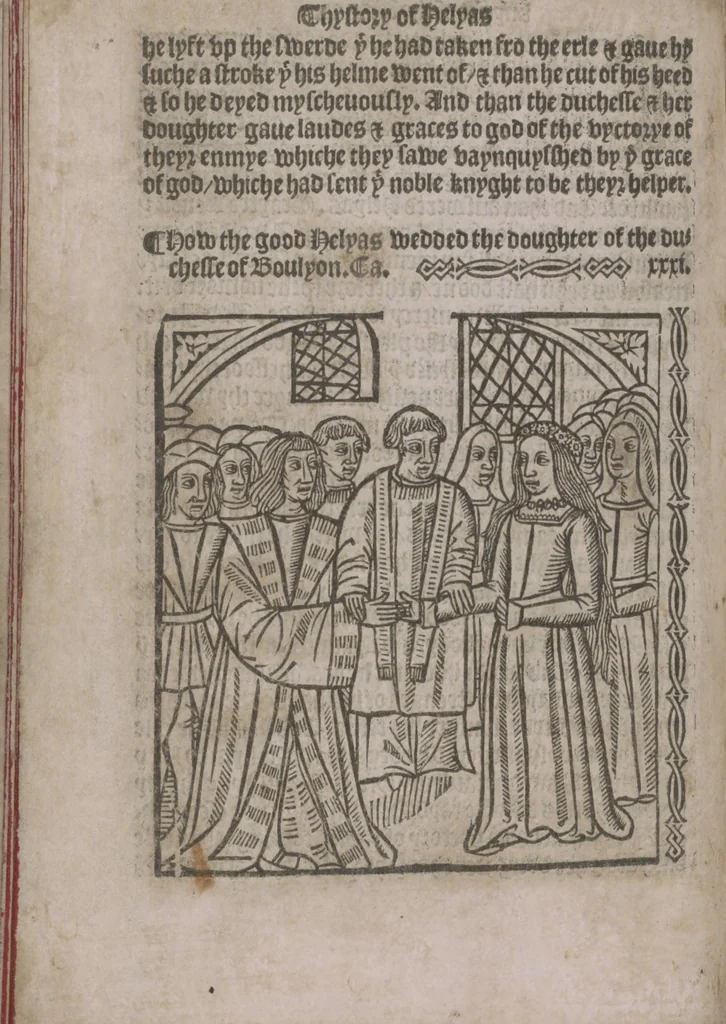 An illustration from The Knyght of the Swanne, 1512, leaf 110