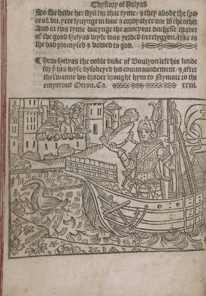 An illustration from The Knyght of the Swanne, 1512, leaf 114