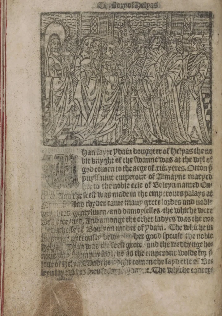 An illustration from The Knyght of the Swanne, 1512, leaf 128