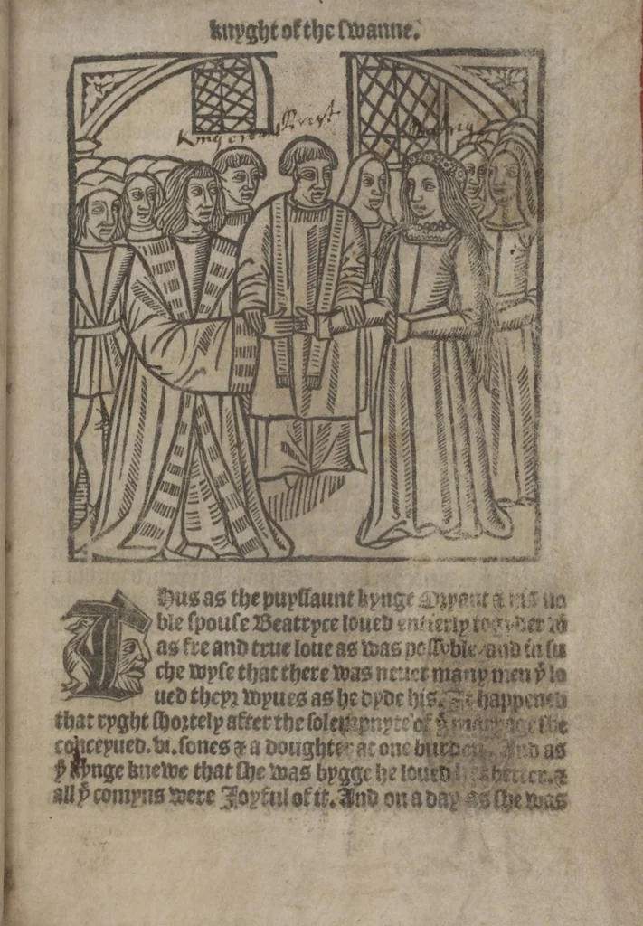 An illustration from The Knyght of the Swanne, 1512, leaf 21
