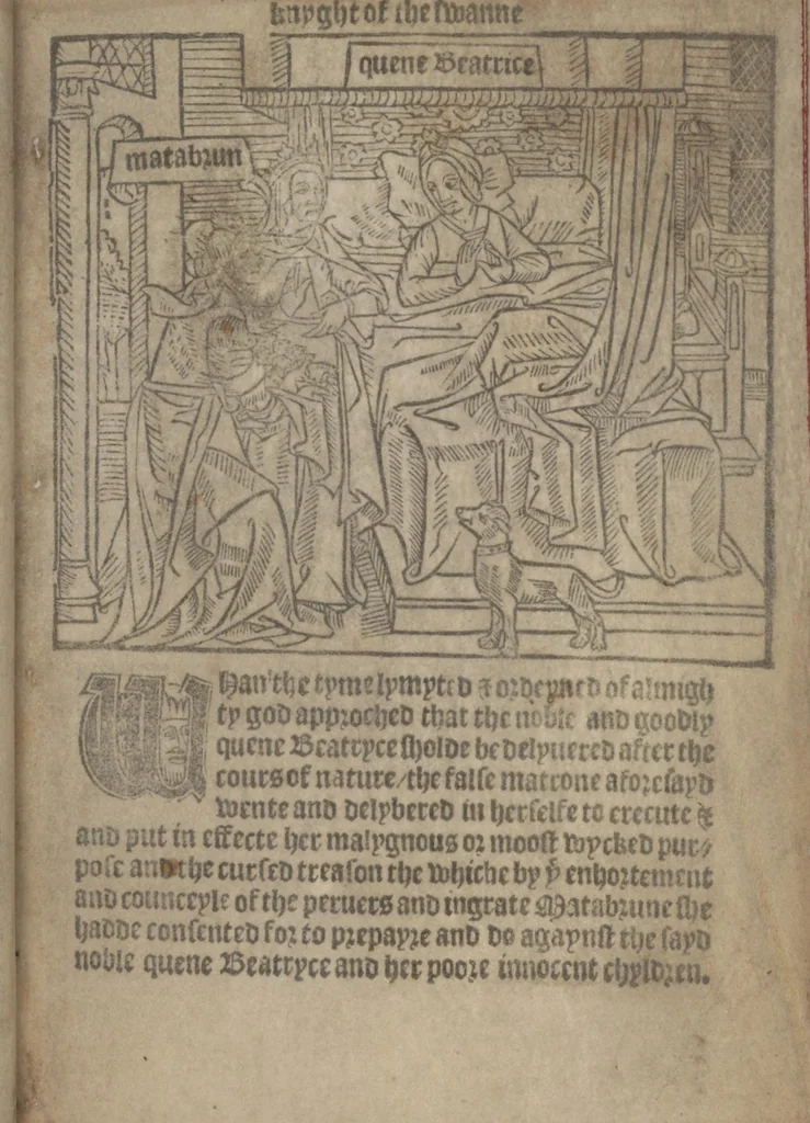 An illustration from The Knyght of the Swanne, 1512, leaf 29