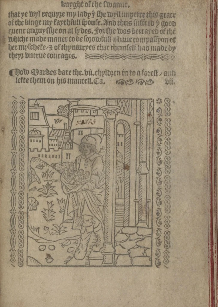 An illustration from The Knyght of the Swanne, 1512, leaf 33