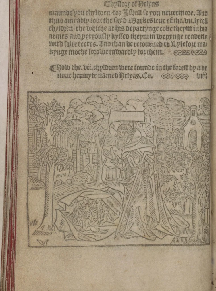 An illustration from The Knyght of the Swanne, 1512, leaf 36