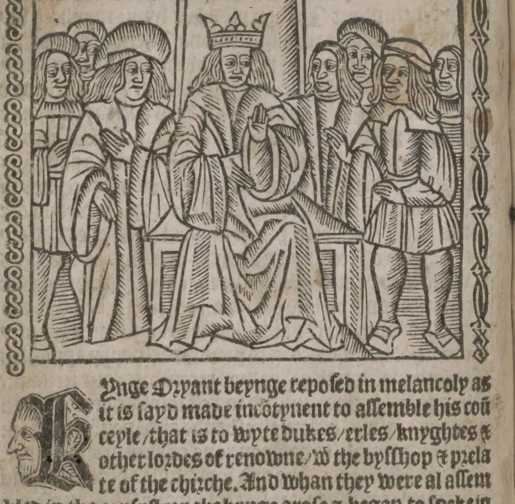 An illustration from The Knyght of the Swanne, 1512, leaf 44