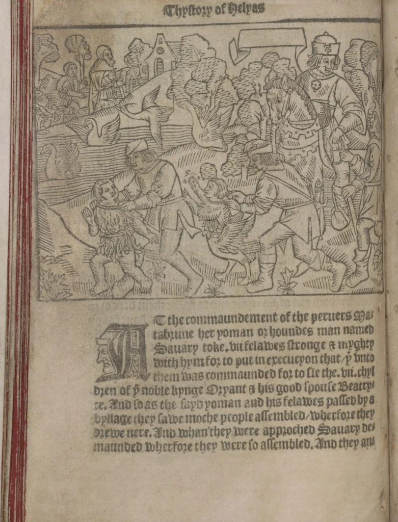 An illustration from The Knyght of the Swanne, 1512, leaf 52