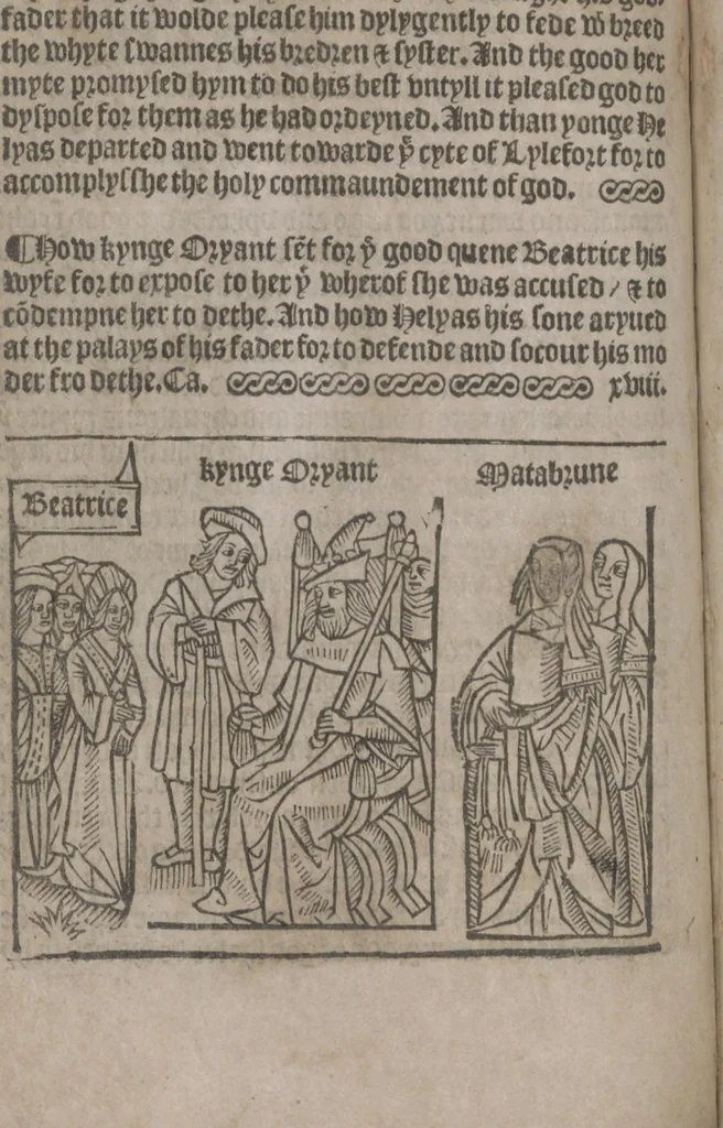 An illustration from The Knyght of the Swanne, 1512, leaf 66