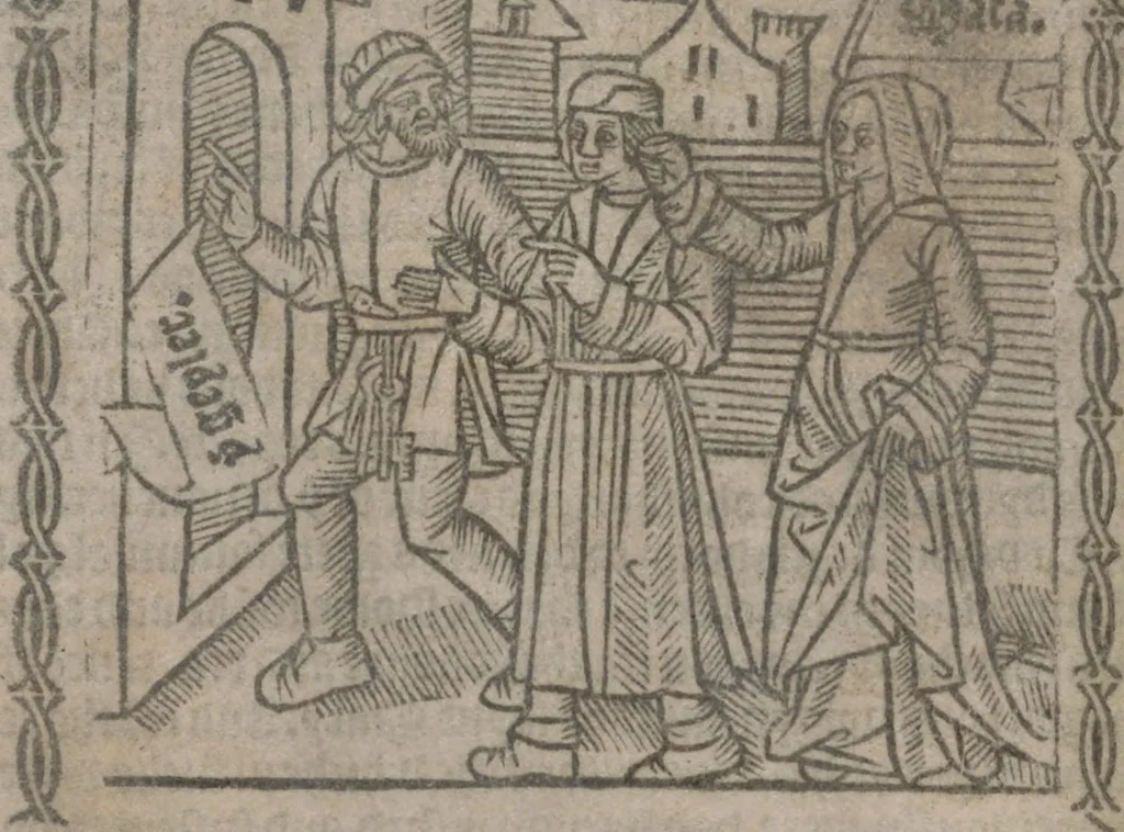 An illustration from The Knyght of the Swanne, 1512, leaf 76