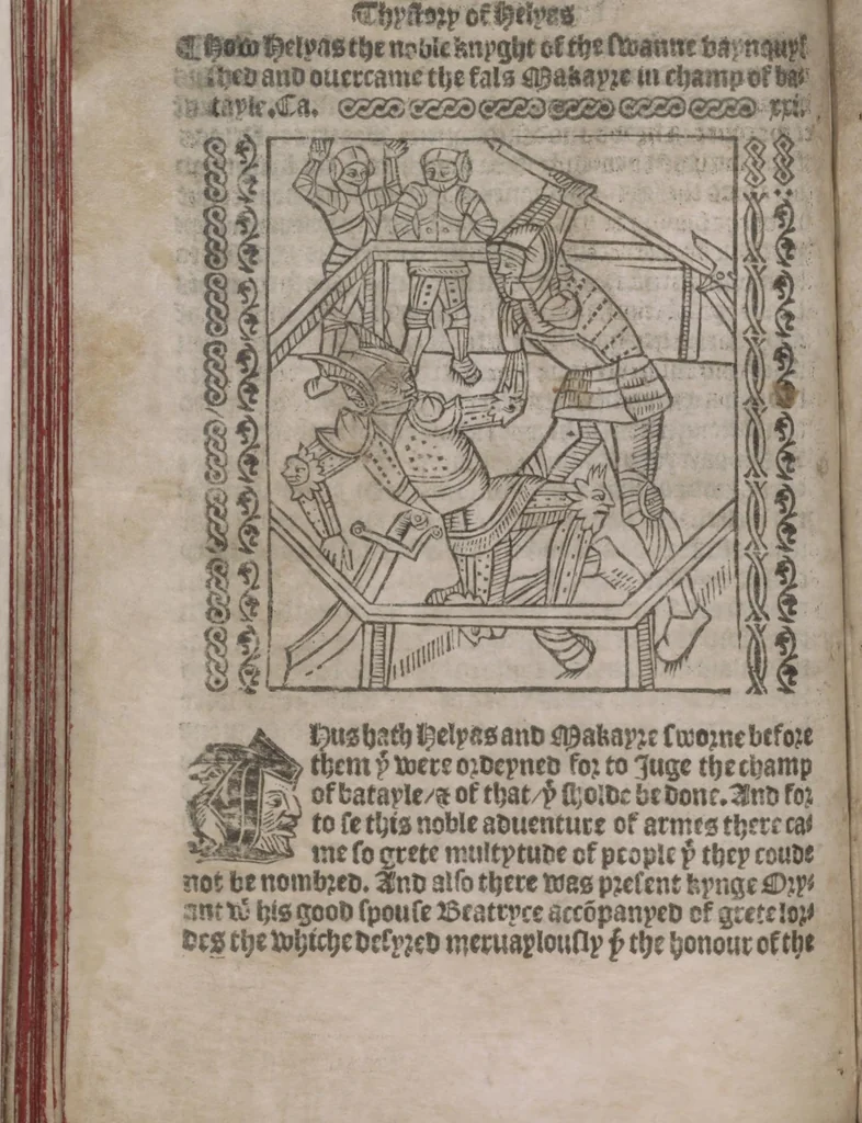 An illustration from The Knyght of the Swanne, 1512, leaf 78