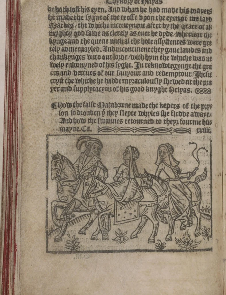 An illustration from The Knyght of the Swanne, 1512, leaf 88