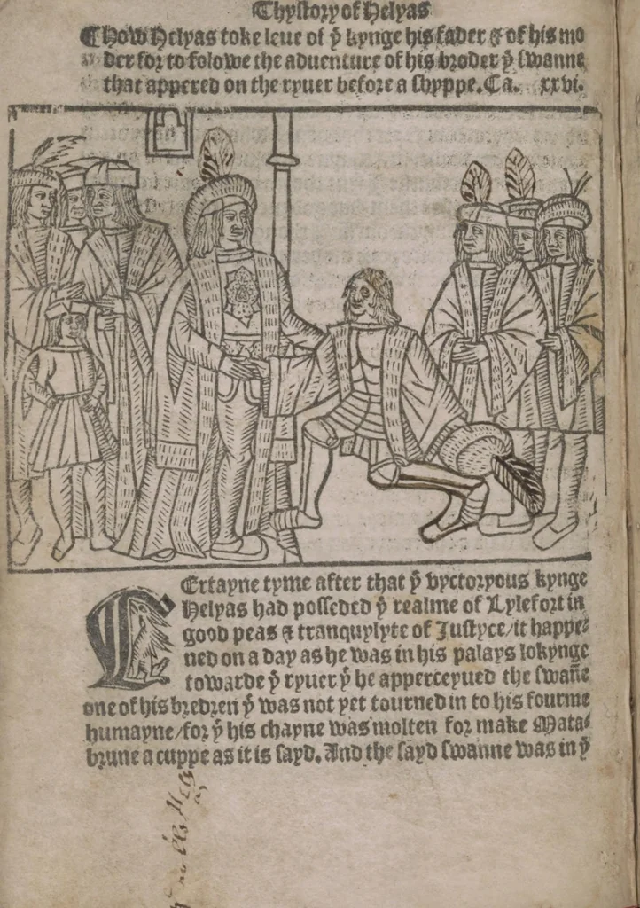 An illustration from The Knyght of the Swanne, 1512, leaf 96